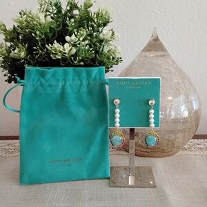 Kurt Geiger Turquoise Color and Pearl Earrings